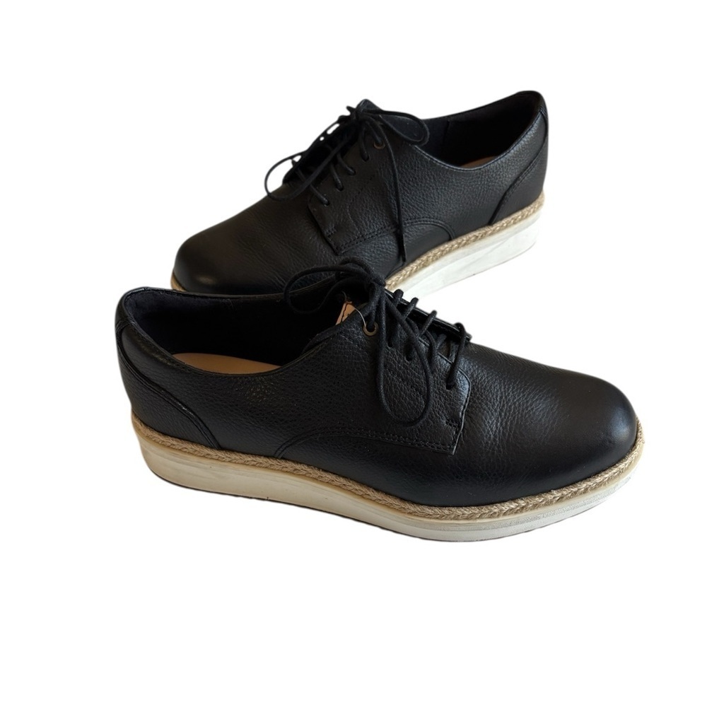 Clarks Artisan Black Leather Lace Up Boots Teadale Rhea Oxford Wedge Size 6